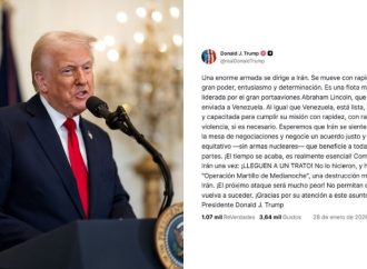 TRUMP DICE QUE UNA AMPLIA FLOTA NAVAL ESTÁ DIRIGIÉNDOSE A IRÁN Y PIDE NEGOCIAR UN ACUERDO NUCLEAR