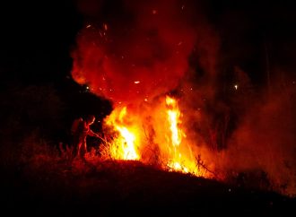 INCENDIO EN TERRENO CON VEGETACIÓN SECA GENERA ALERTA EN CARRETERA AL PUERTO DE LA LIBERTAD